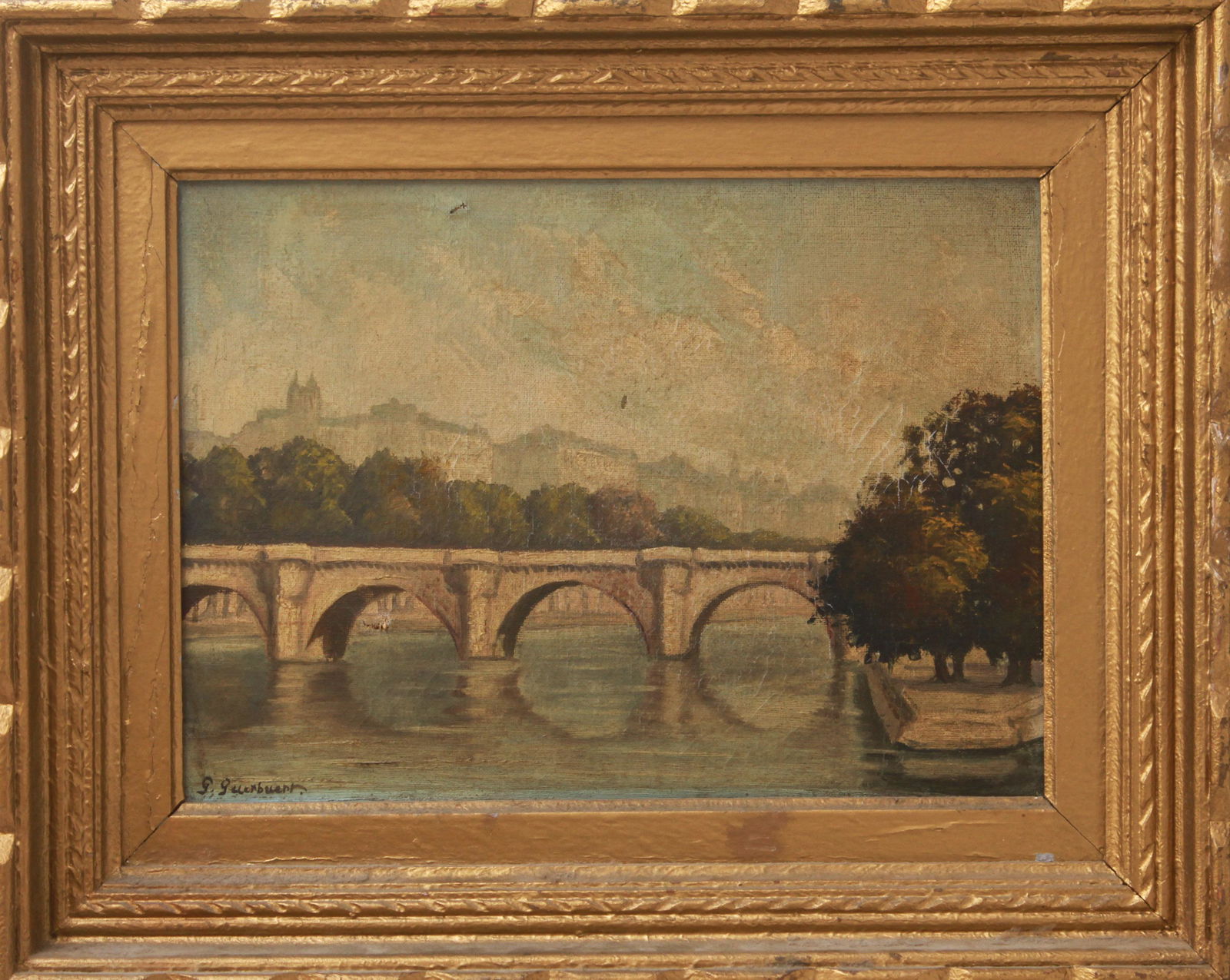 French G. Guerbuert "Pont des Arts" Oil on Canvas (1 of 5)