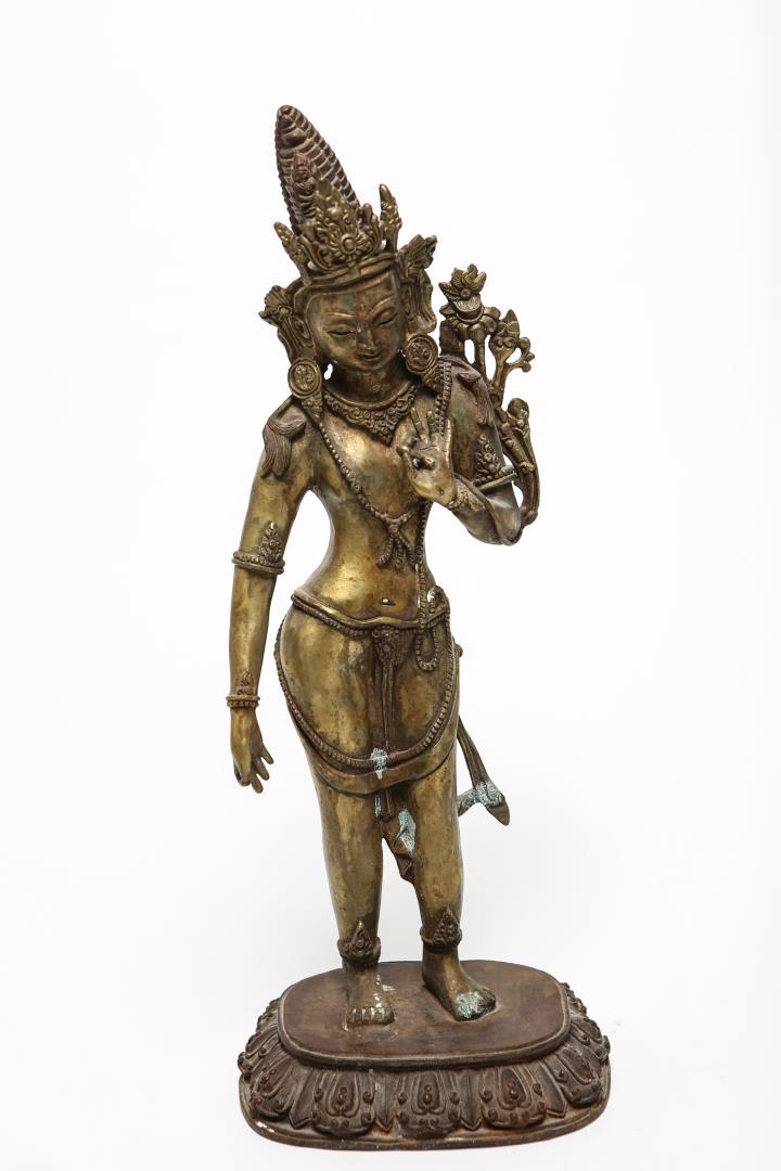 Tibetan or Indian Gilt Brass Bhumi Devi Sculpture (1 of 10)