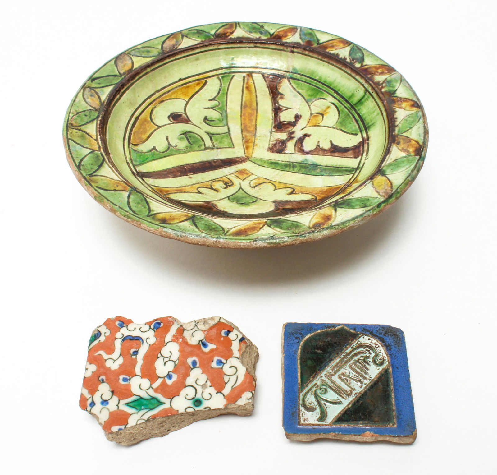 Islamic Pottery Assortment incl. Bowl & Tiles, 3 (1 of 6)