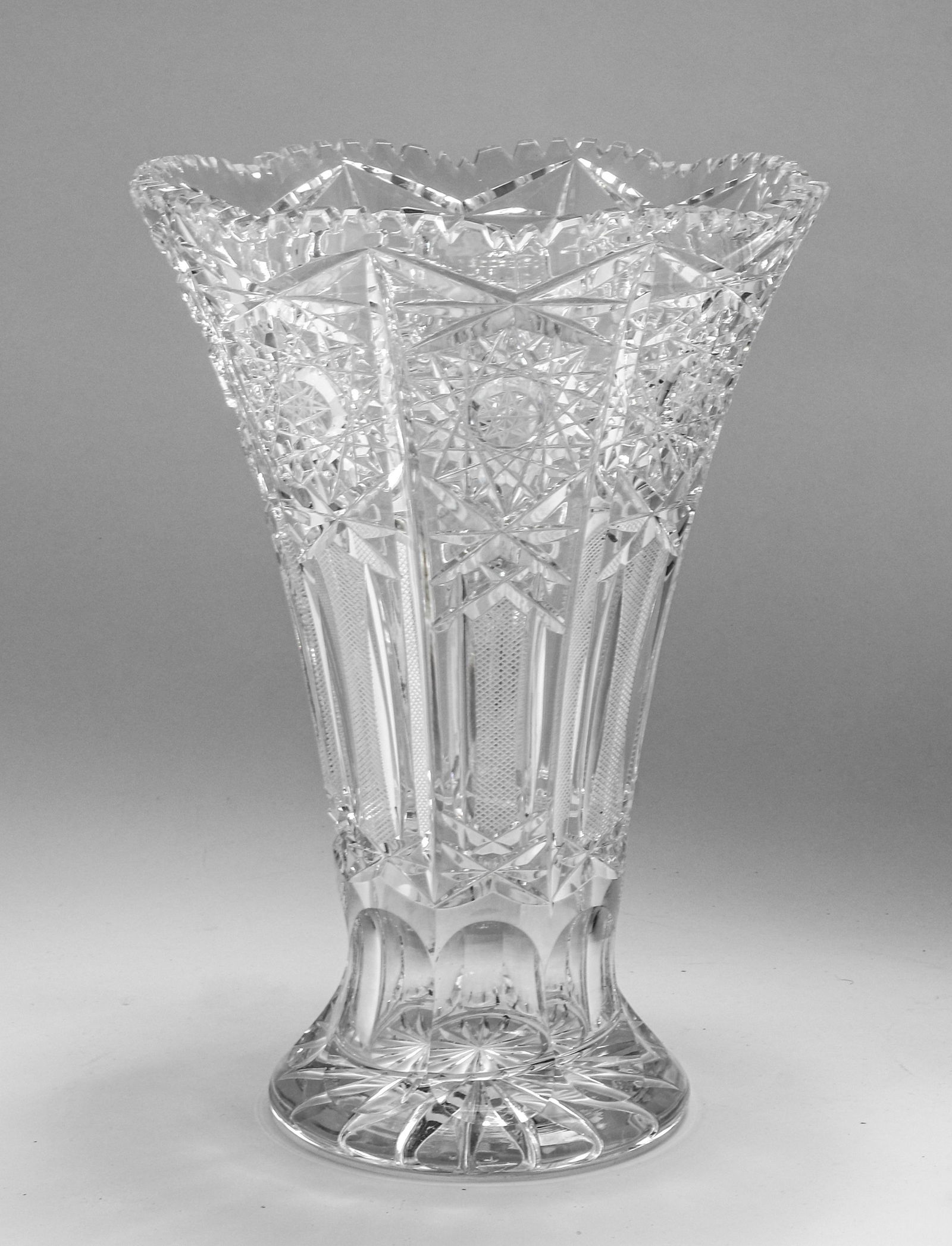 Large Clear Cut Crystal Flared Vase (1 of 5)