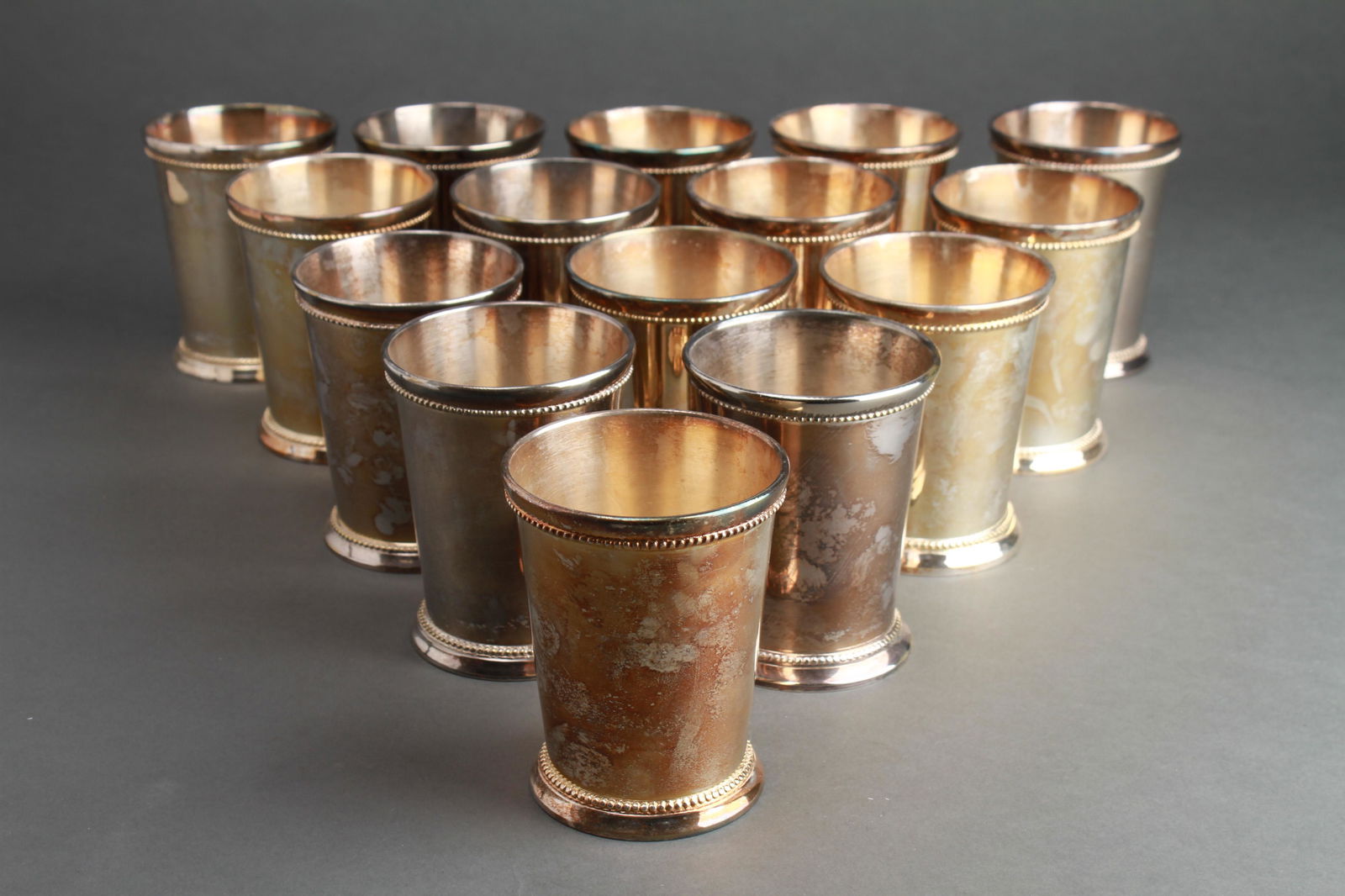 Indian Silver Plated Beaded Julep Cups, 15 (1 of 6)