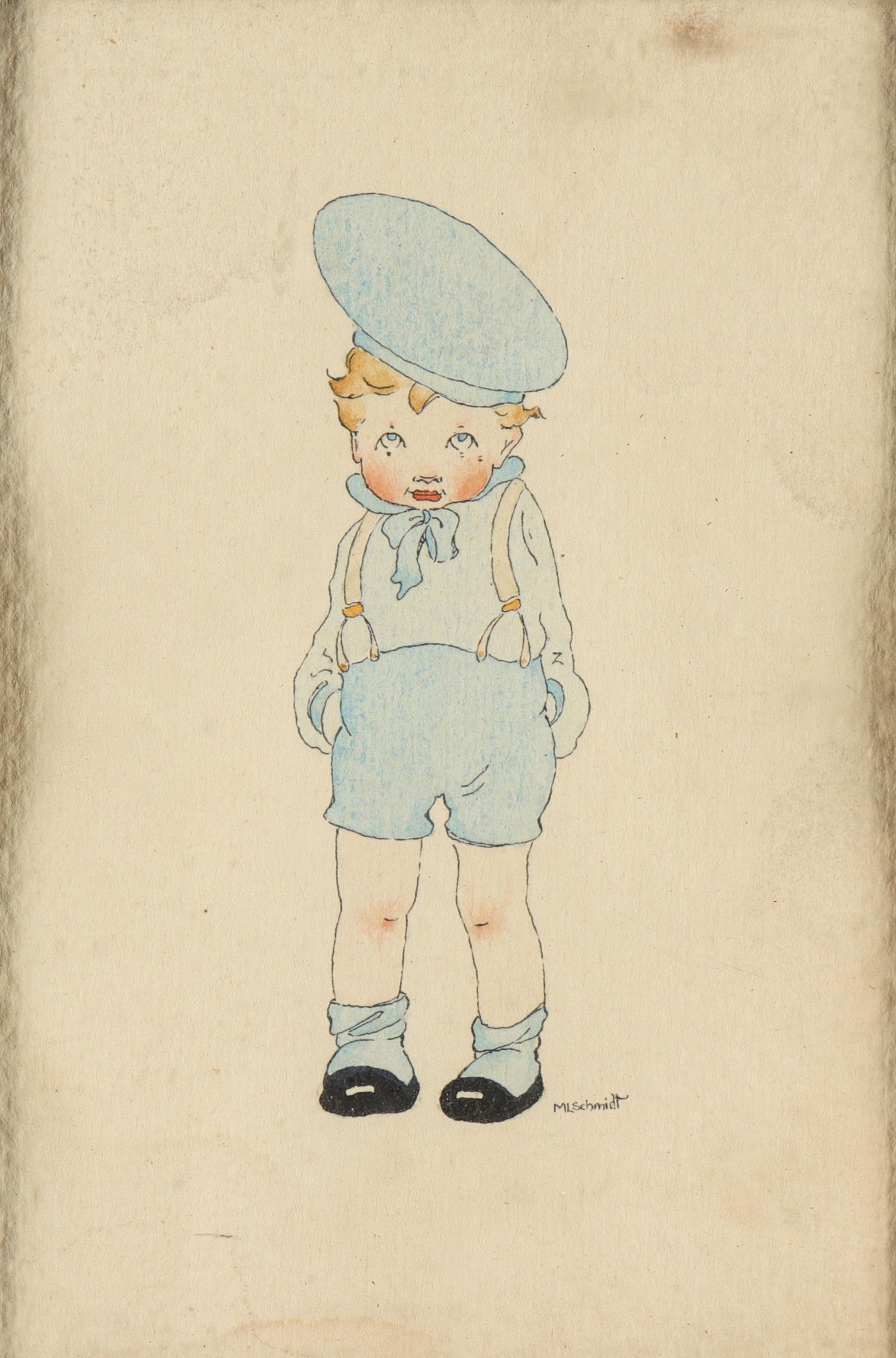 M. L. Schmidt "Little Sailor" Watercolor, Vintage (1 of 5)