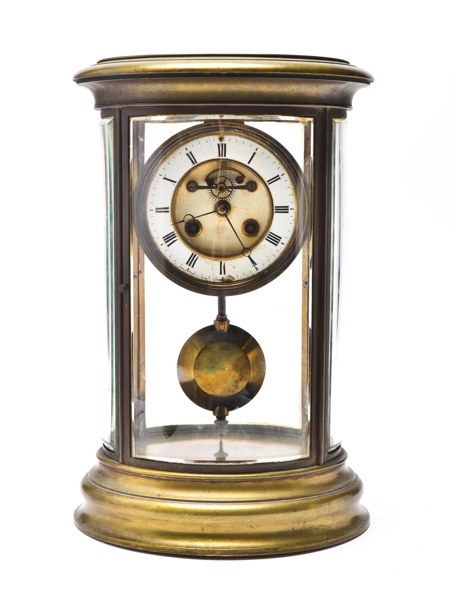 19th c. French Brass Four Glass Mantel Clock (1 of 13)