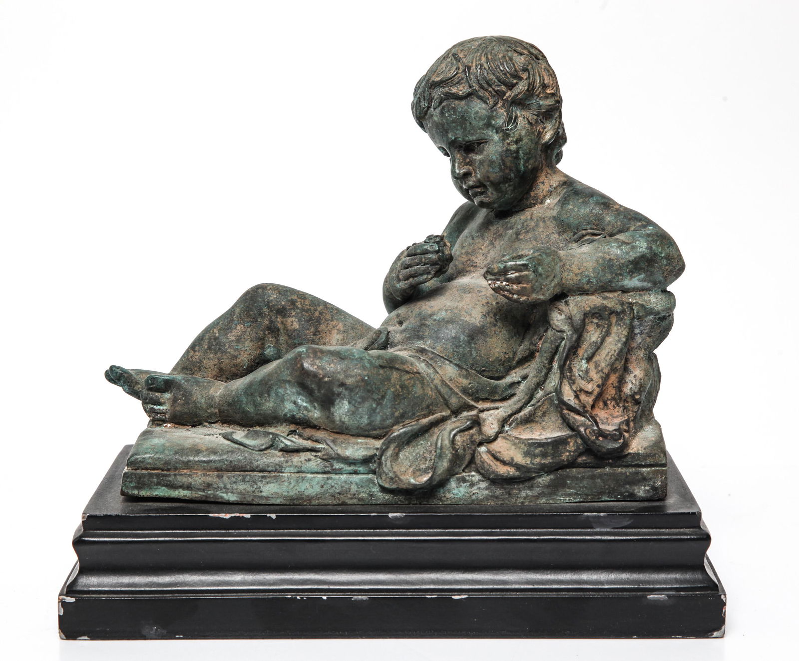 Neoclassical Manner Cast Metal Cherub Sculpture (1 of 7)