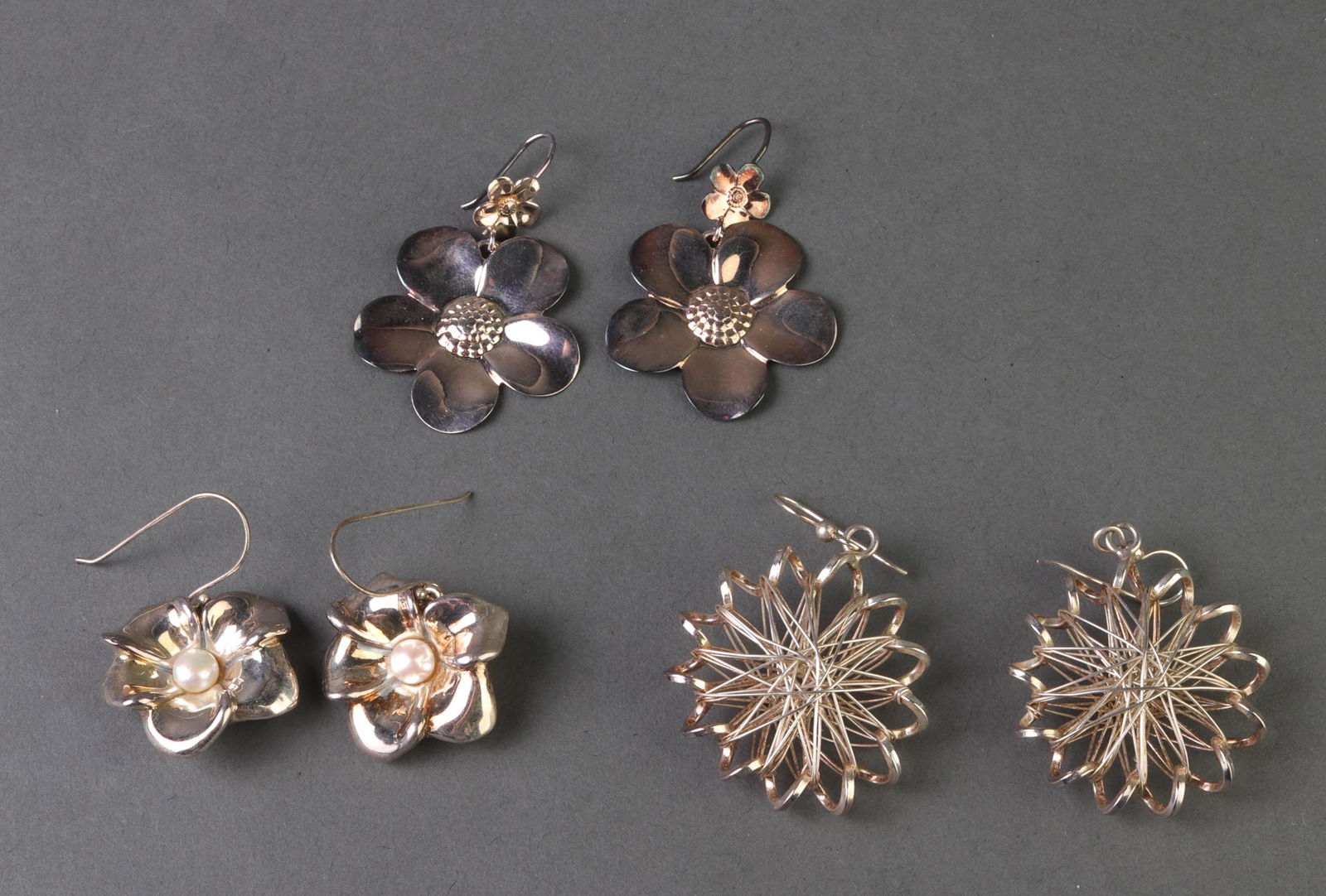 Sterling Silver Earrings, Three Pairs (1 of 5)