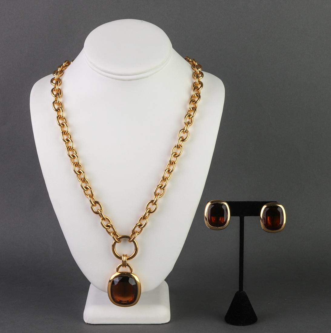 Joan Rivers Faux Smoky Topaz Necklace & Earrings (1 of 7)