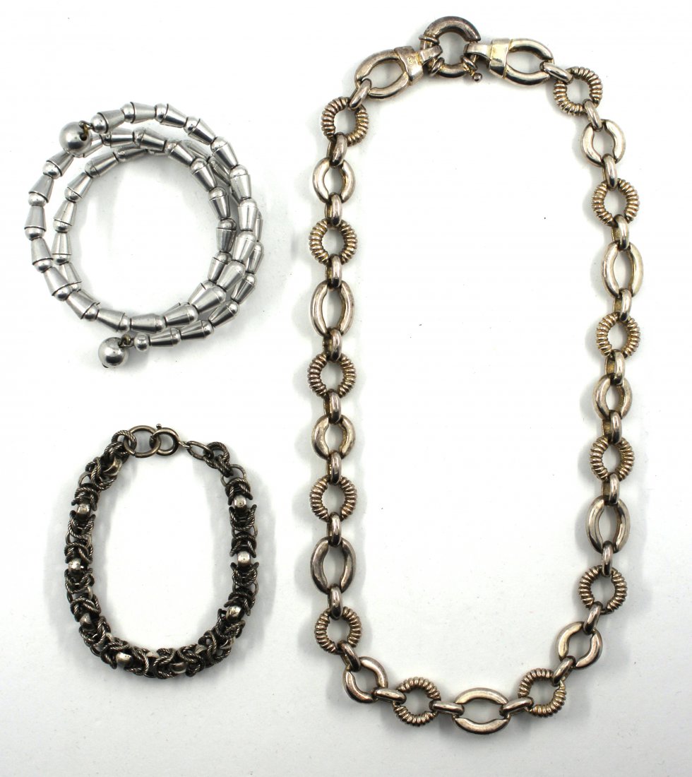 Brutalist Silver-Tone Necklace & Bracelets, 3 (1 of 10)