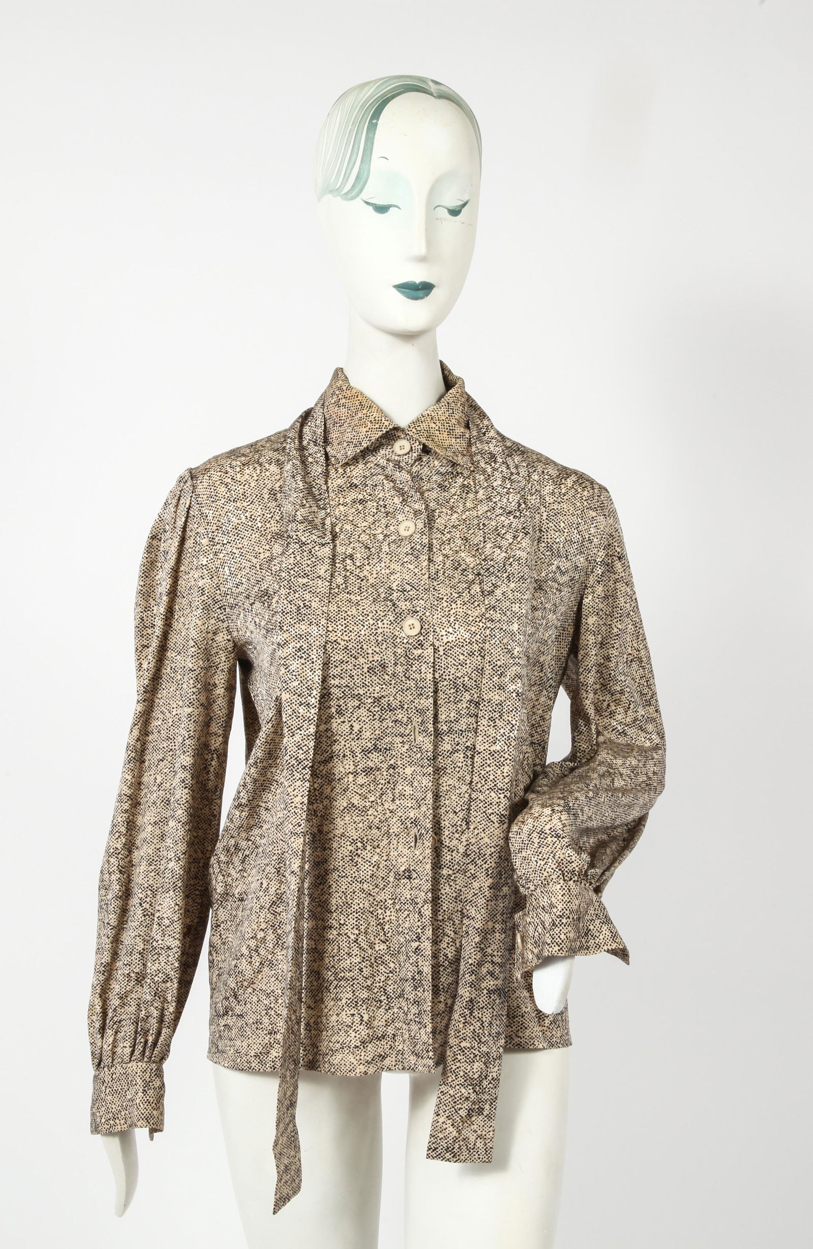 Givenchy 5 Vintage Silk Blouse w Scarf (1 of 9)