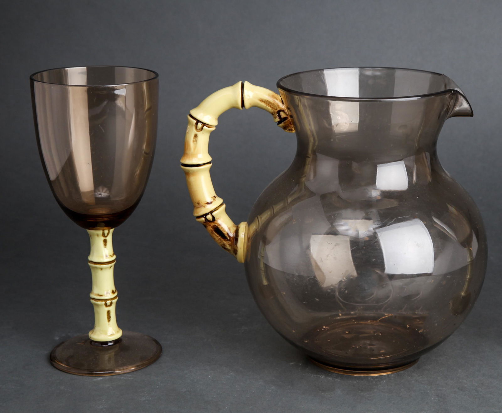 Mid Century Faux Bamboo Pitcher And Glass, 2 (1 of 3)