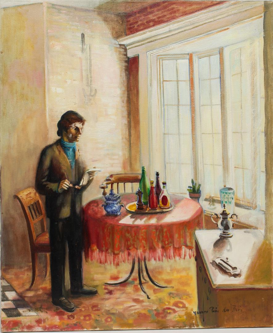 Illegibly Signed, Interior Scene- Oil on Canvas (1 of 3)