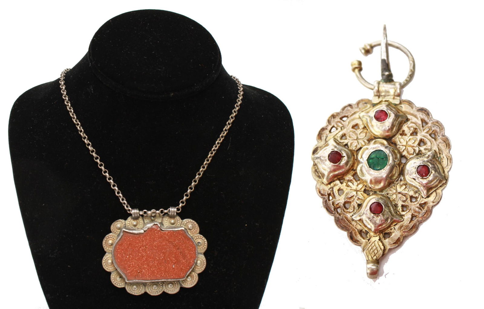 Tribal Silver Pendants Goldstone & Faux Jewels, 2 (1 of 8)