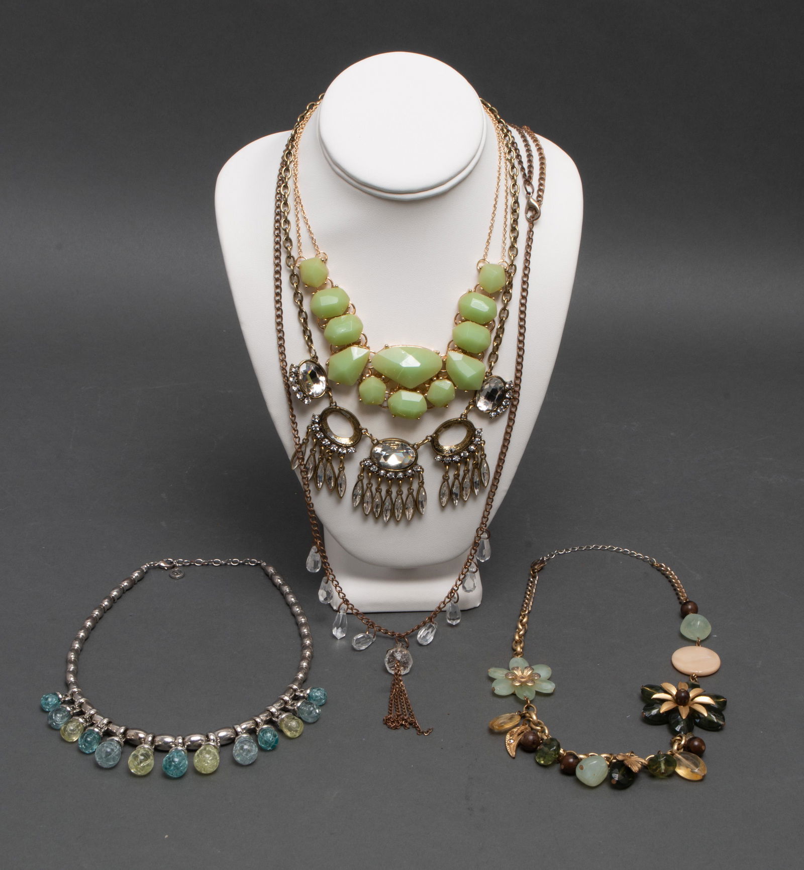 Vintage Bead & Rhinestone Metal Necklaces, 5 Pcs (1 of 4)