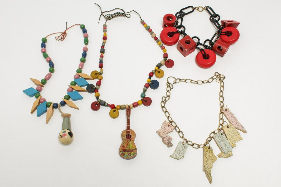 Woman's Chunky Painted Wood Necklaces, 4 Pcs (1 of 5)