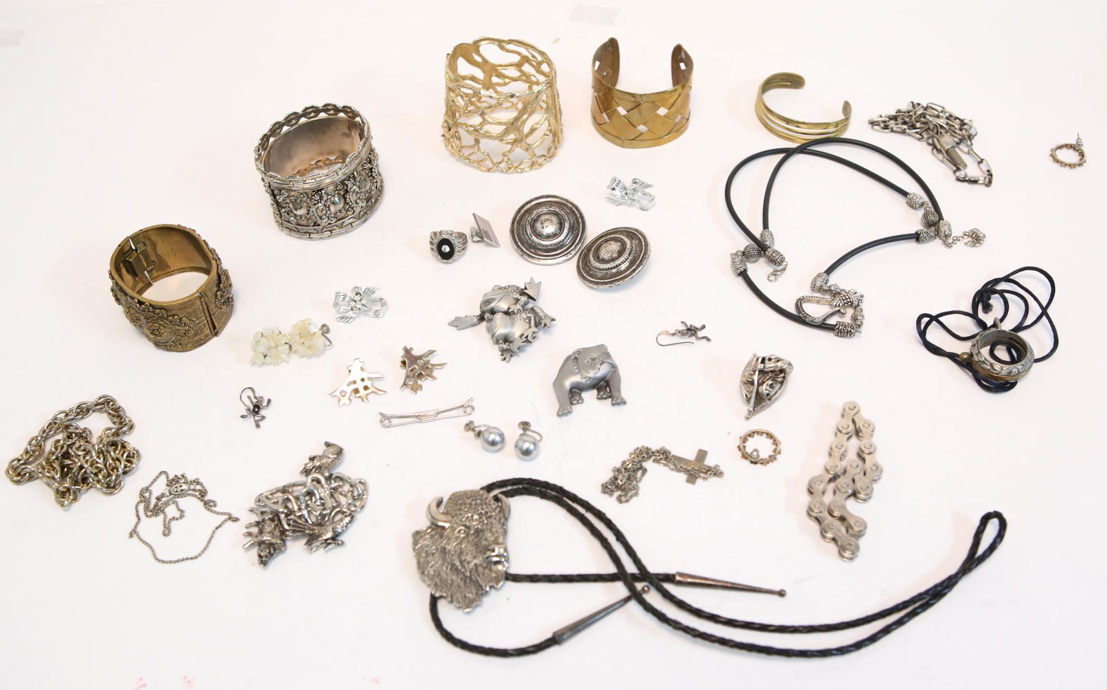 Mixed Metal Costume Jewelry, Group of 27 (1 of 7)
