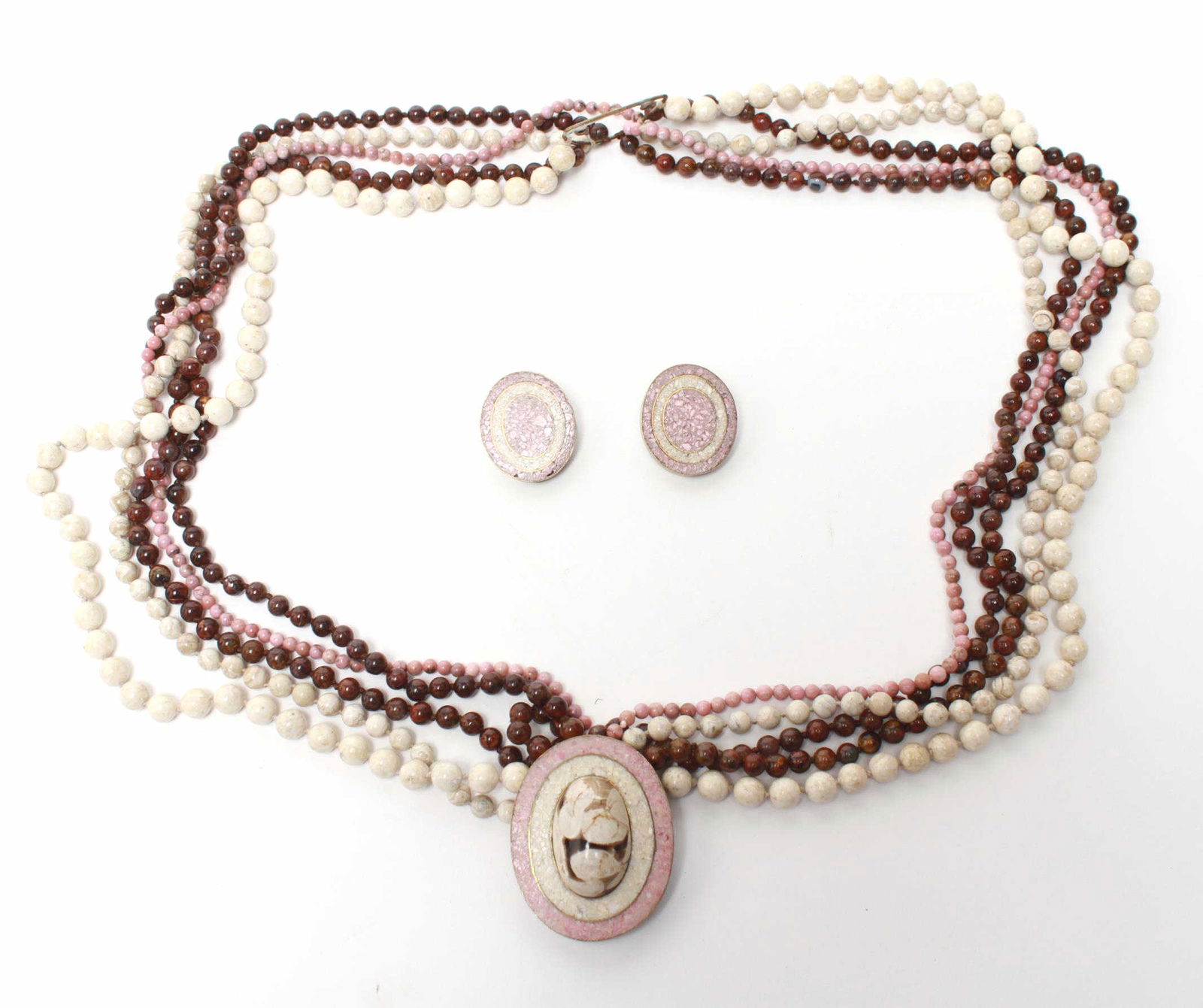 C. Sebiri Agate & Rose Quartz Necklace & Earrings (1 of 3)