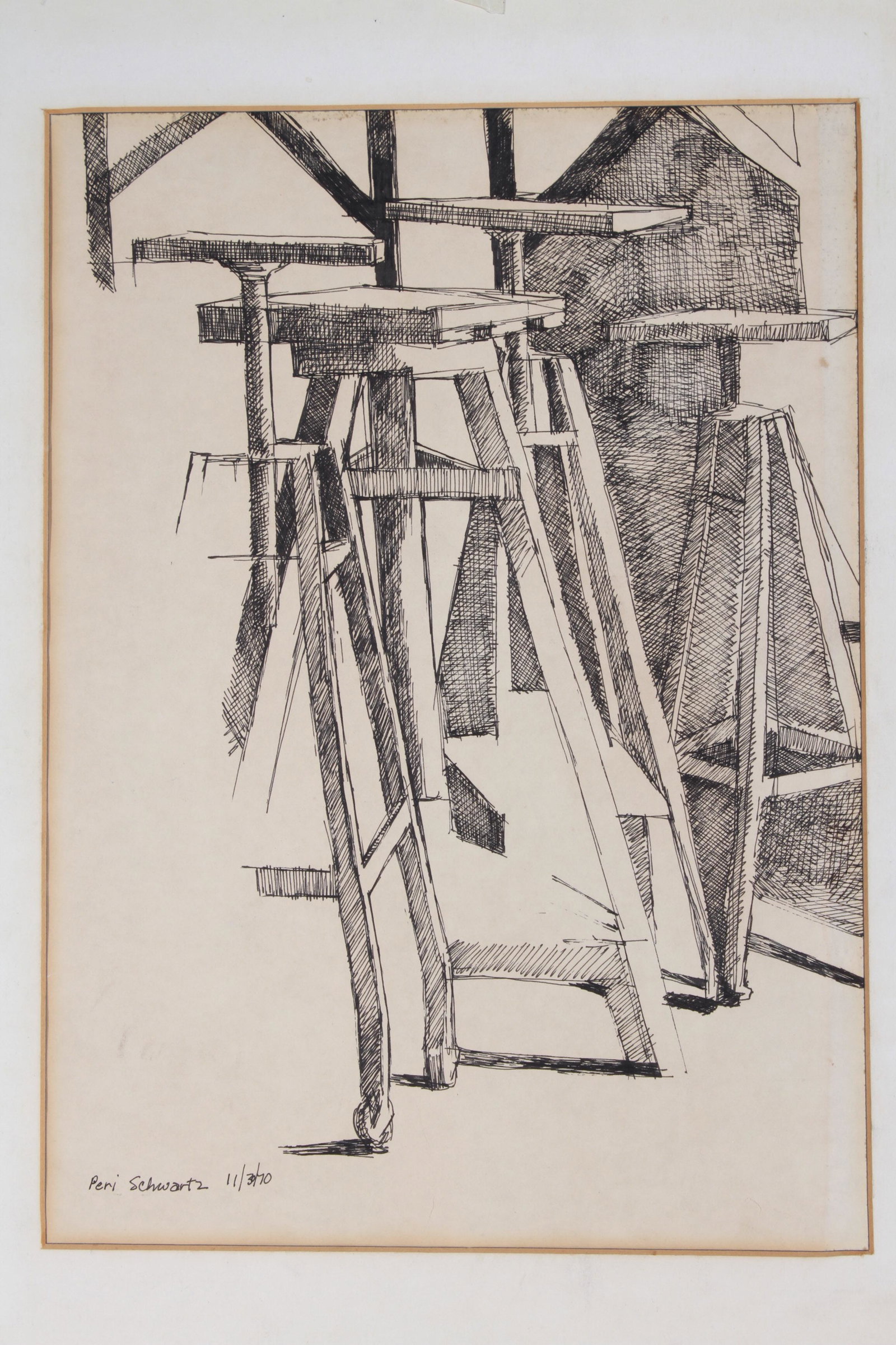 Peri Schwartz "Artist's Studio" Ink on Paper (1 of 5)