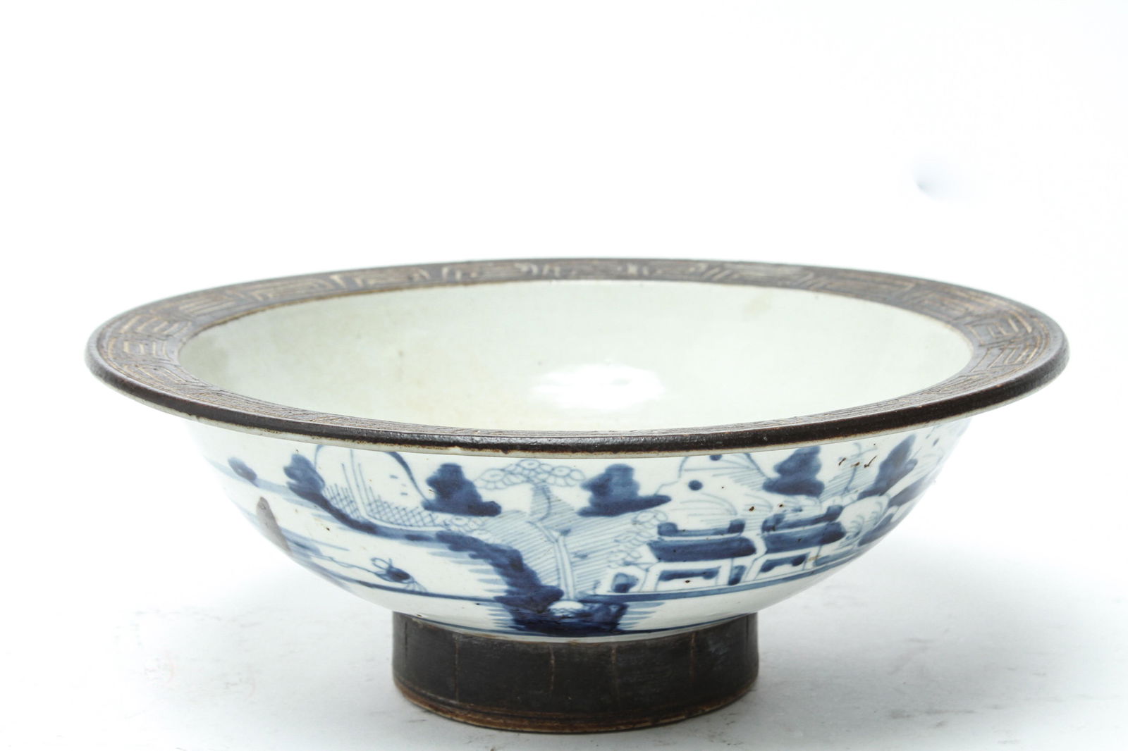 Chinese Blue & White Porcelain Footed Bowl (1 of 6)