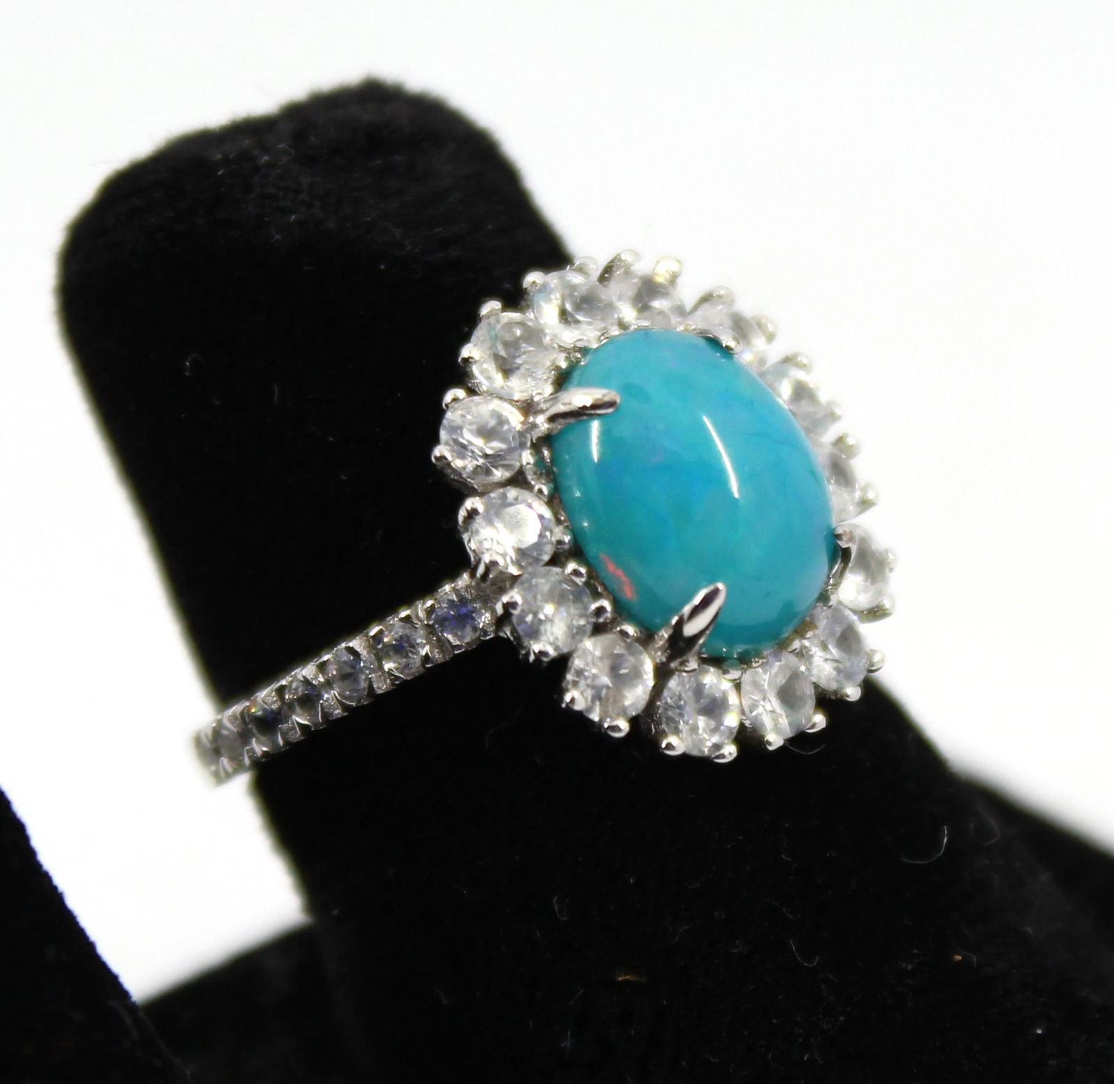 Silver Ethiopian Opal & Zircon Ring (1 of 6)