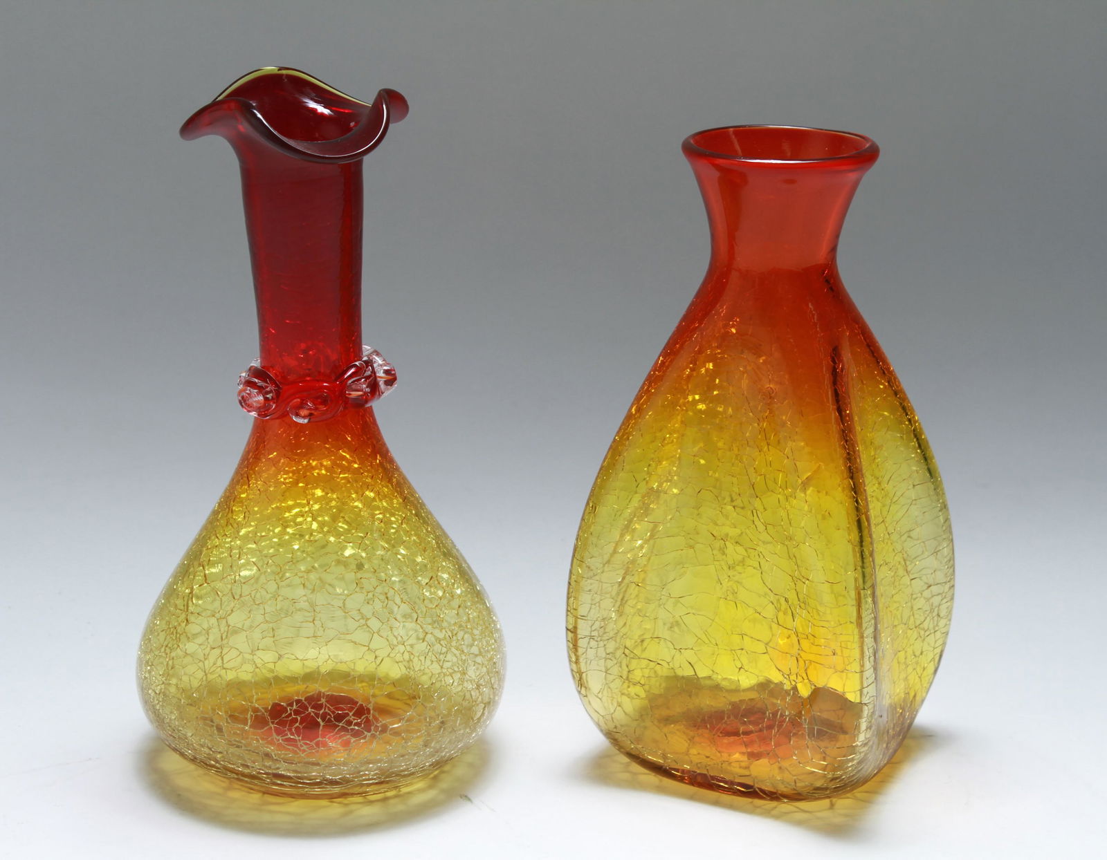 Blenko "Amberina" Crackle Glass Vases, 2 (1 of 5)