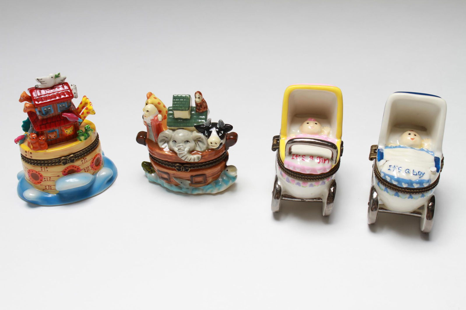 Judaica Porcelain Pill Boxes, Noah's Ark & Babies, (1 of 9)