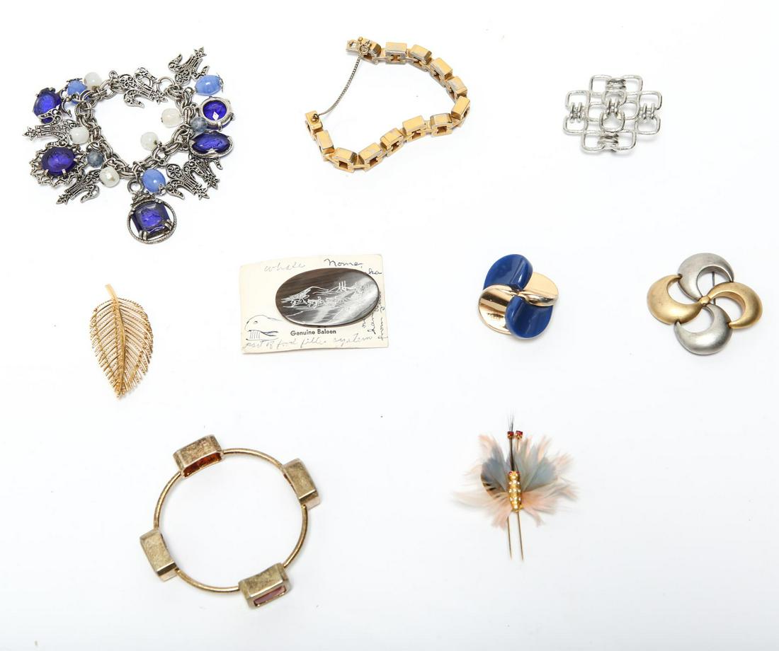 Costume Jewelry Brooches & Bracelets, 9 Pieces (1 of 10)