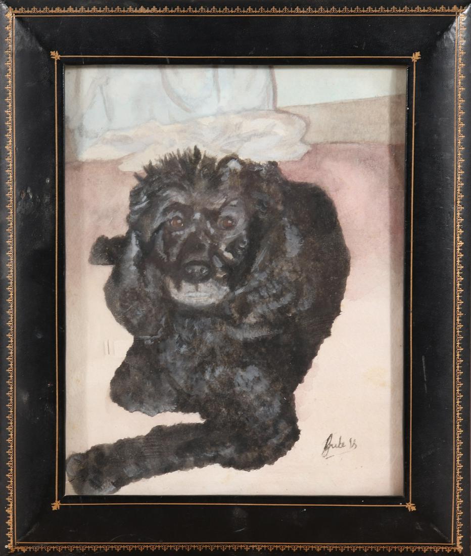 Illegibly Signed Puppy Portrait Watercolor (1 of 2)