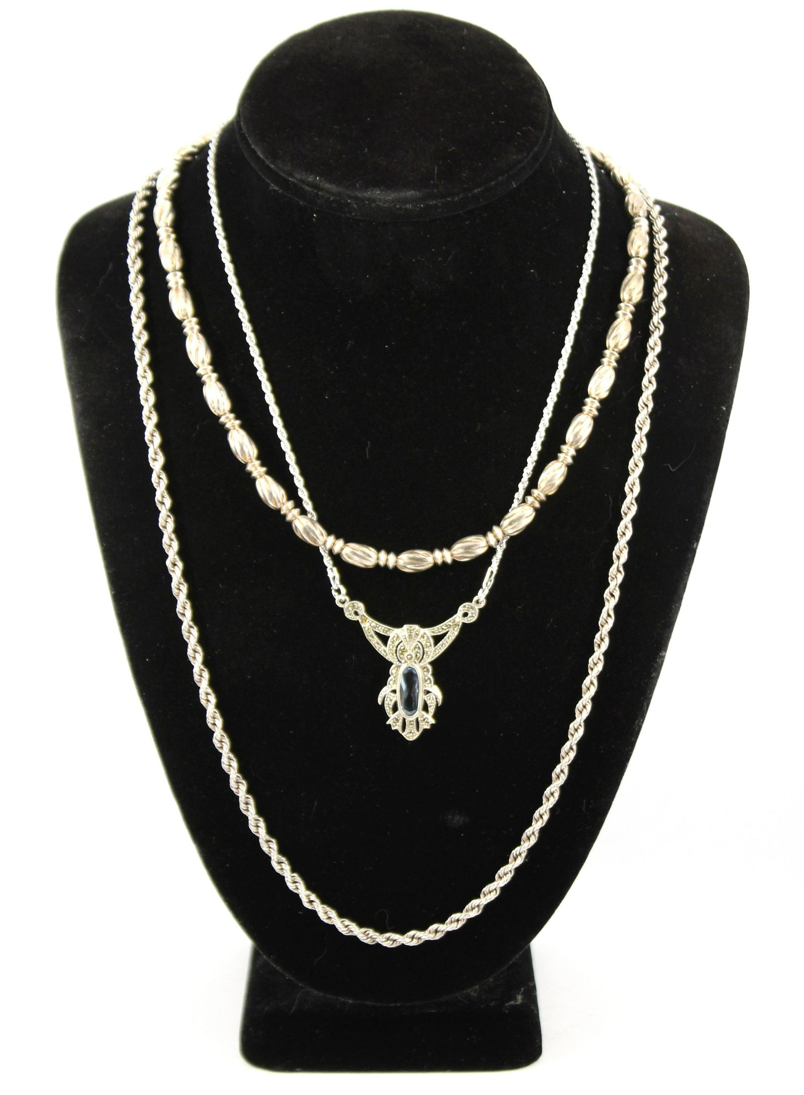 Sterling Silver Beaded & Chain Necklaces, 3 (1 of 8)