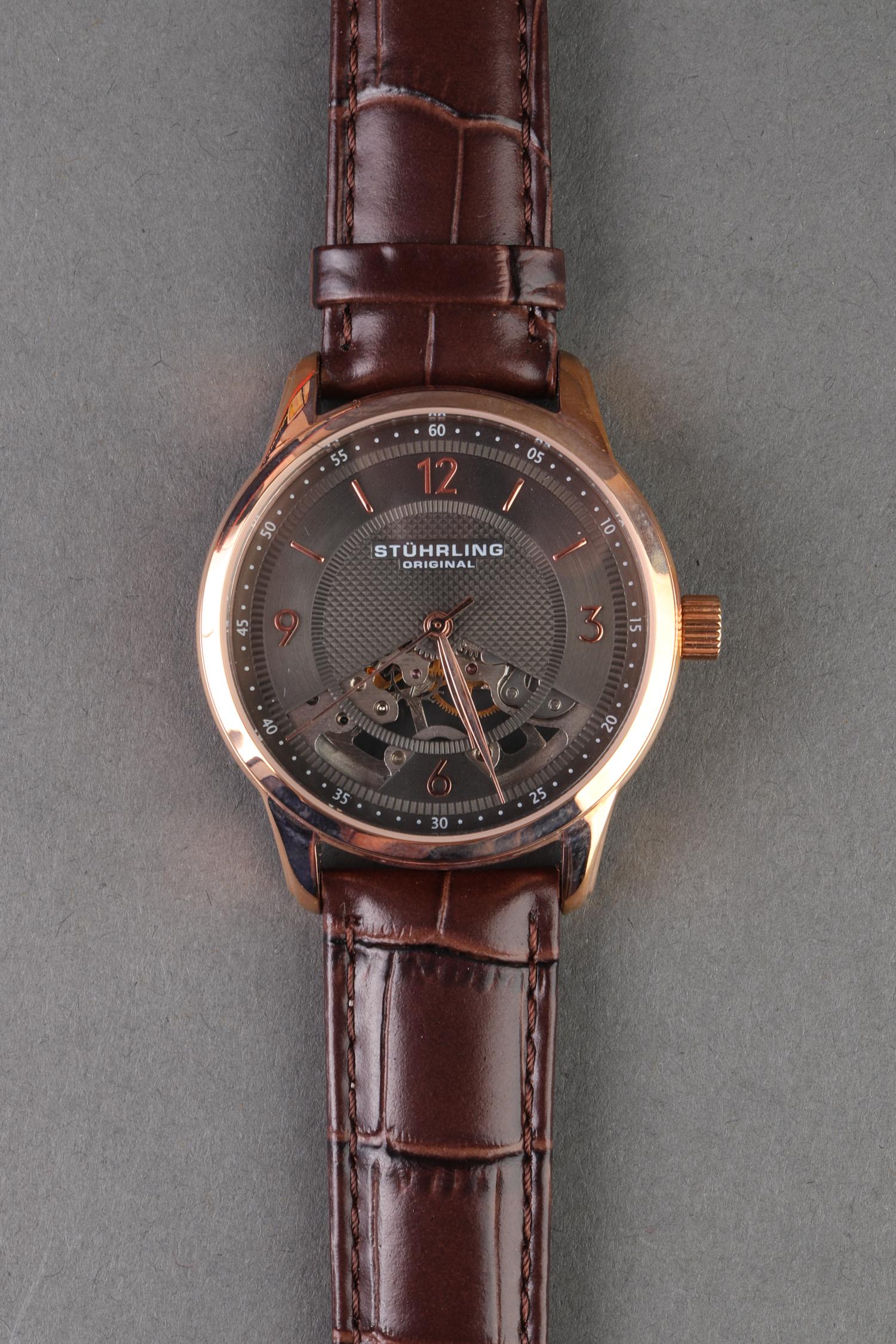 Stuhrling Stainless Steel Skeleton Wristwatch (1 of 9)