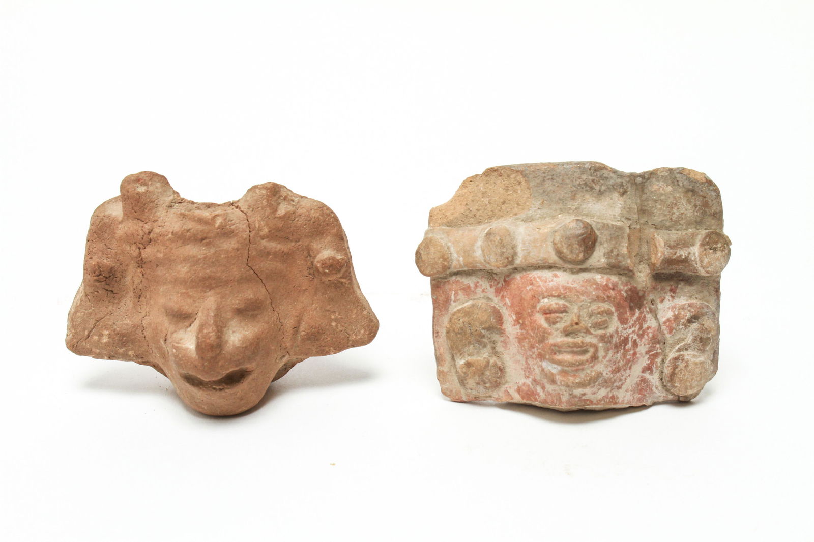 Pre-Columbian Pottery Head Plaque & Small Pot (1 of 6)