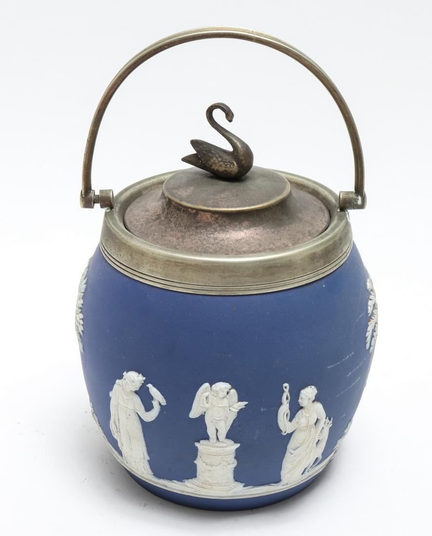 Wedgewood Blue Jasperware Covered Biscuit Jar (1 of 5)