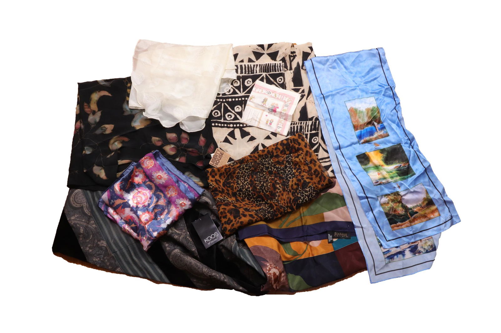 Assorted Silk & Cotton Scarves, Group of 9 (1 of 12)