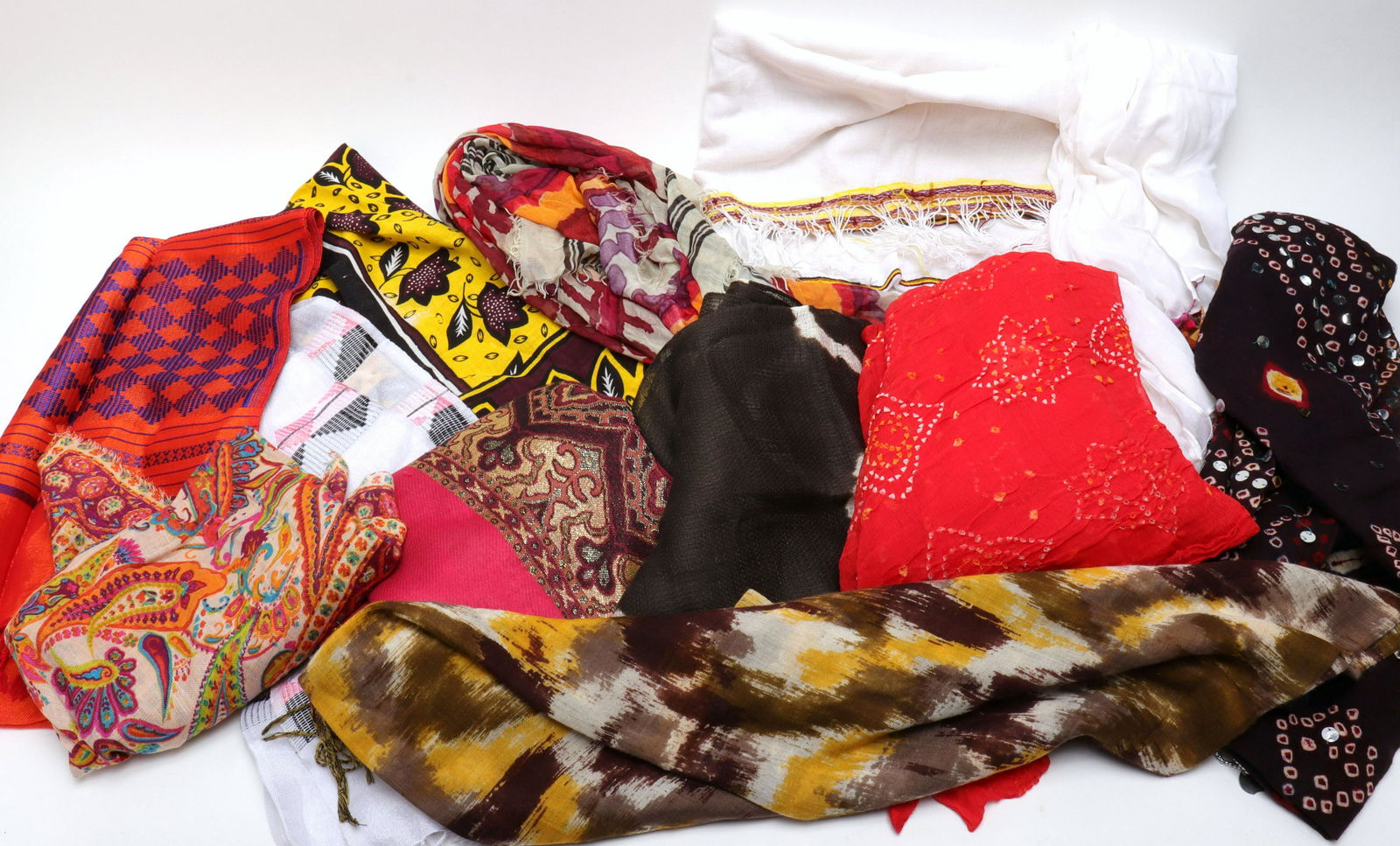 Assorted Indian & Boho Scarves, Group of 12 (1 of 4)
