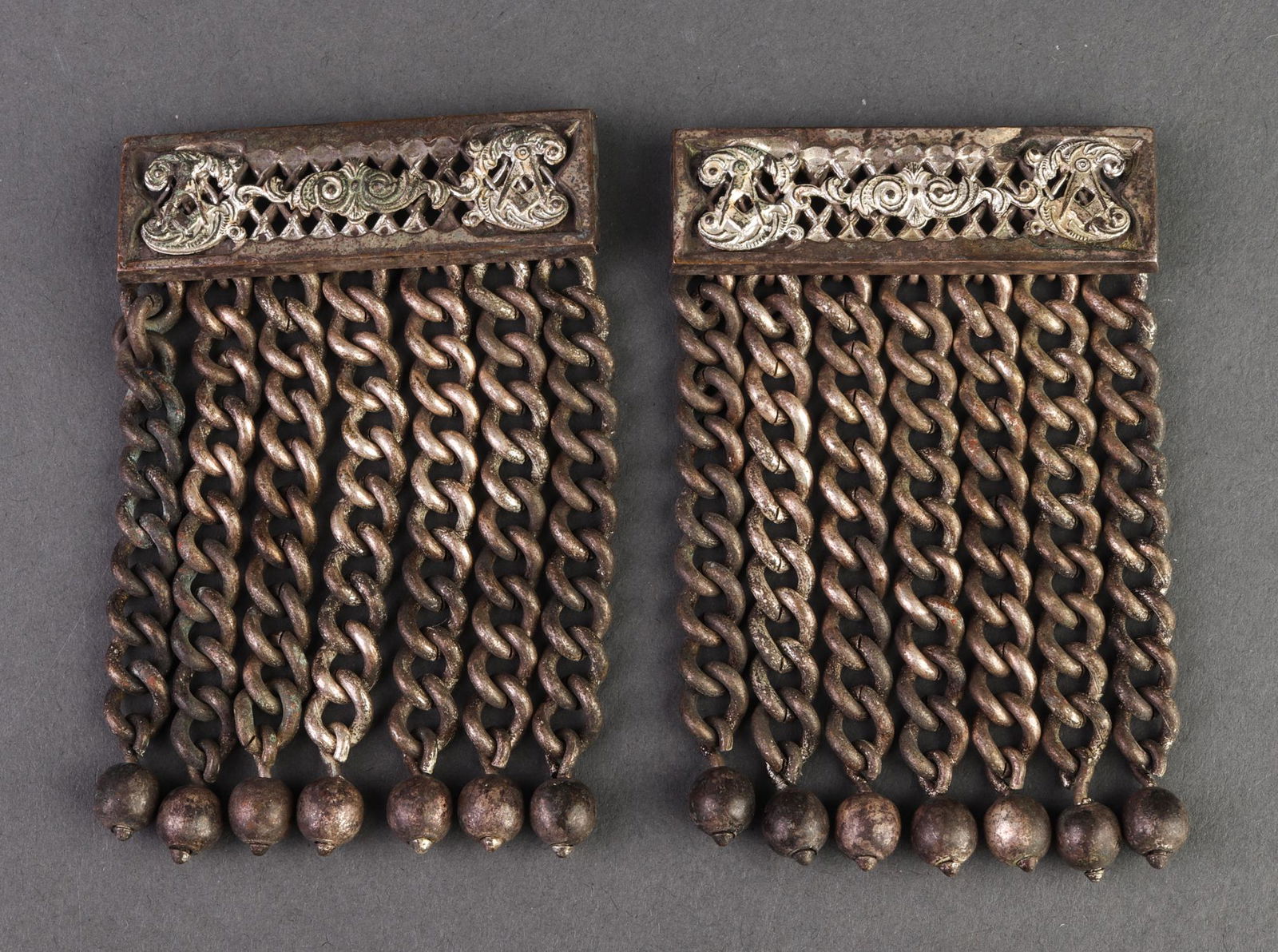 Chinese Export Silver-Tone Pendants with Fringe, 2 (1 of 3)