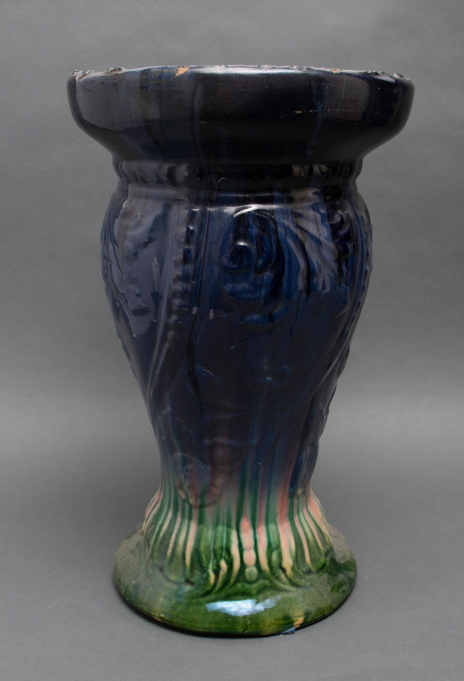 Majolica Polychrome Glazed Ceramic Vase (1 of 3)
