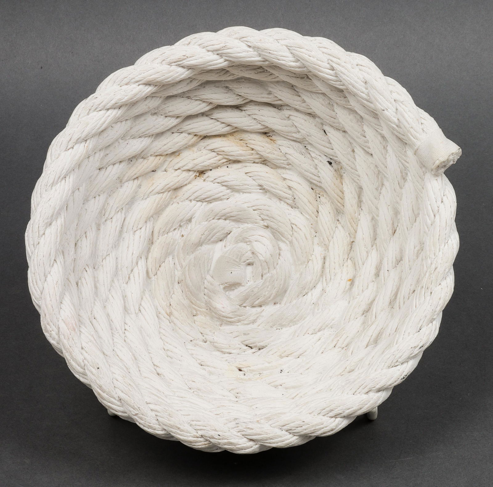 Harry Allen Reality Areaware "Coil Rope Bowl": Harry Allen Reality Areaware "Coil Rope Bowl", cast white resin, label to underside. 4" H x 8.25" diameter.