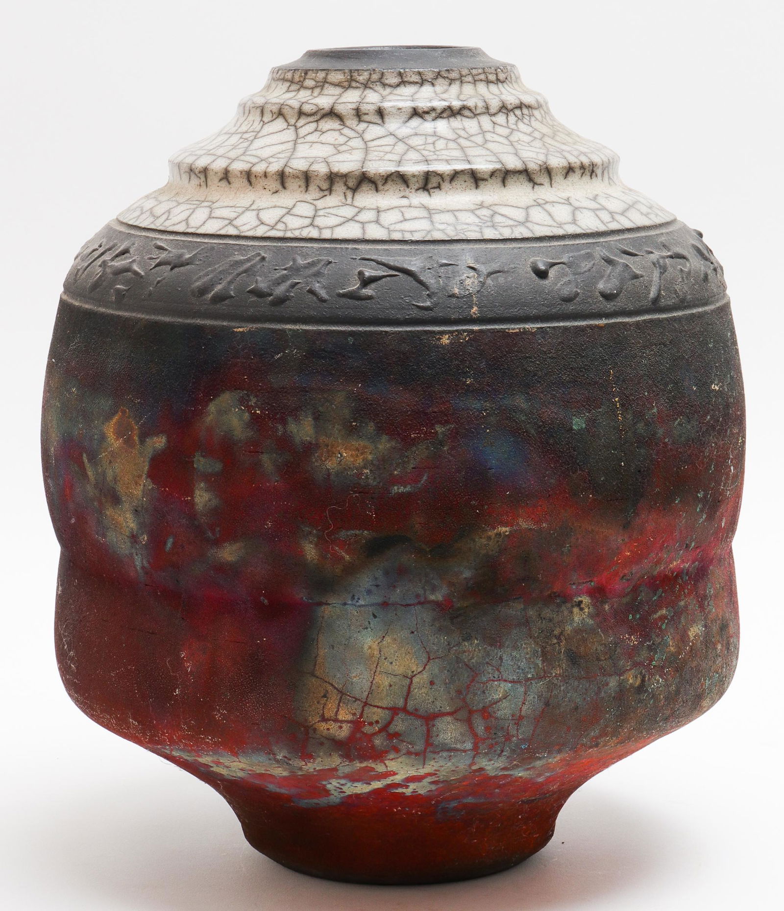Japanese Raku Crackle Pottery Vessel / Vase (1 of 6)
