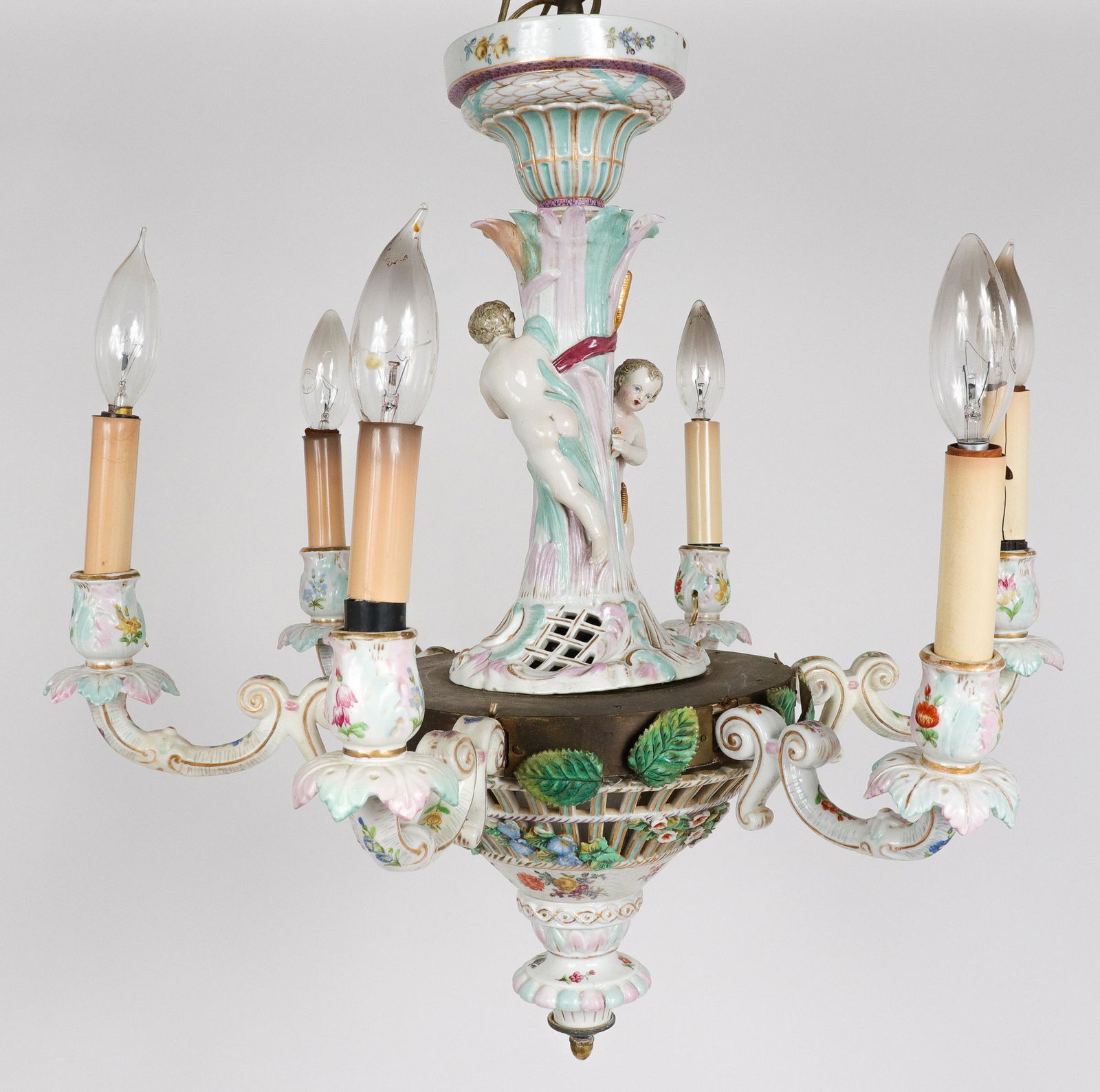 Rococo Manner Porcelain Cherub Chandelier (1 of 8)
