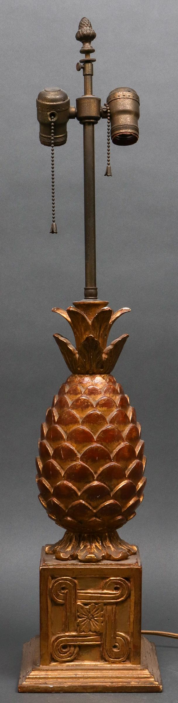 Hollywood Regency Italian Giltwood Pineapple Lamp (1 of 5)