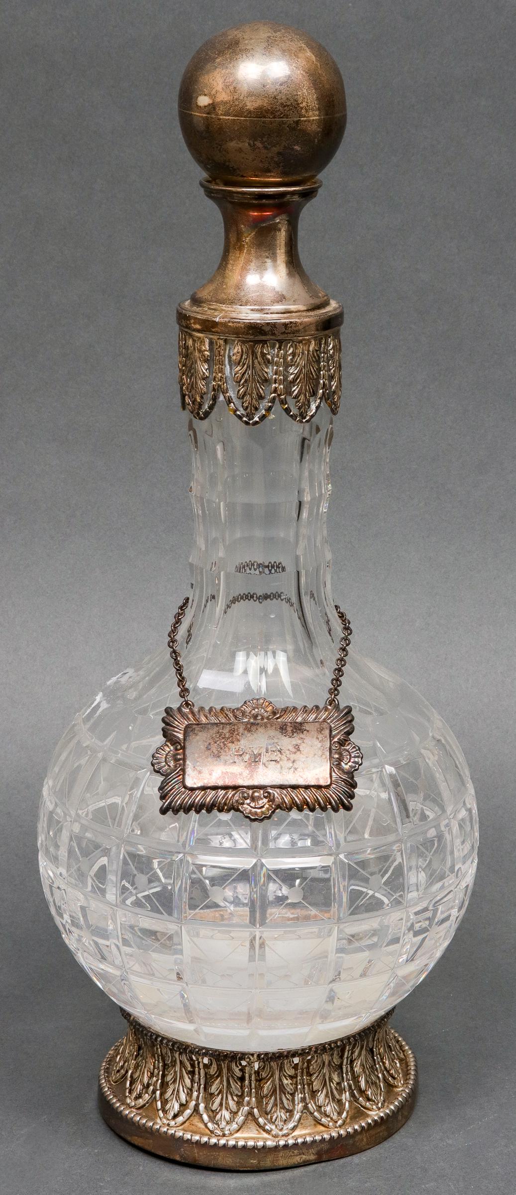 Sterling Silver Mounted Cut Crystal Dencanter (1 of 5)