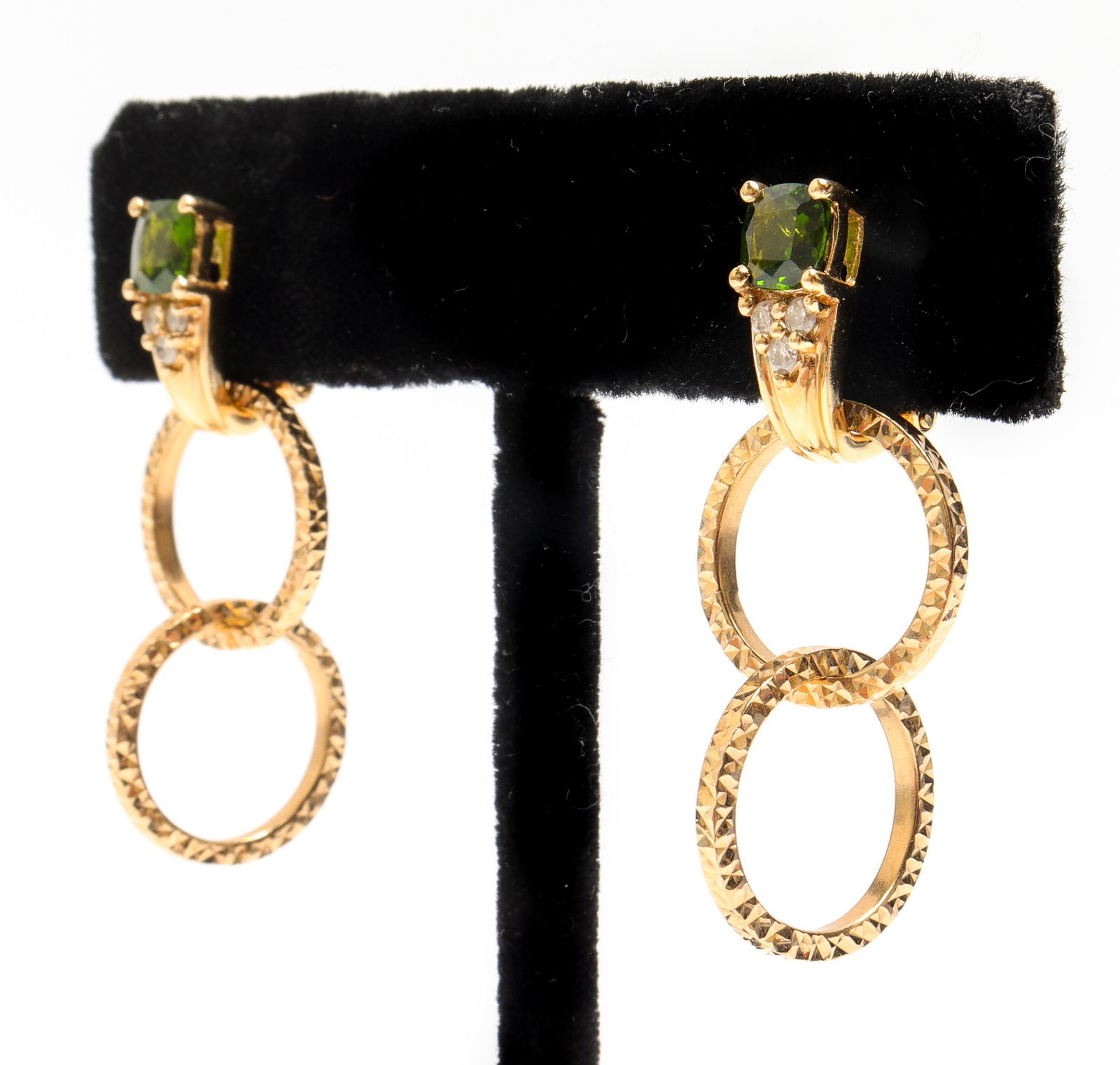 14K Yellow Gold Peridot & Diamond Earrings (1 of 5)