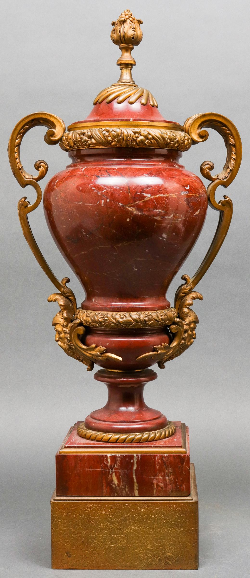 Neoclassical Red Marble Bronze Mounted Urn (1 of 8)