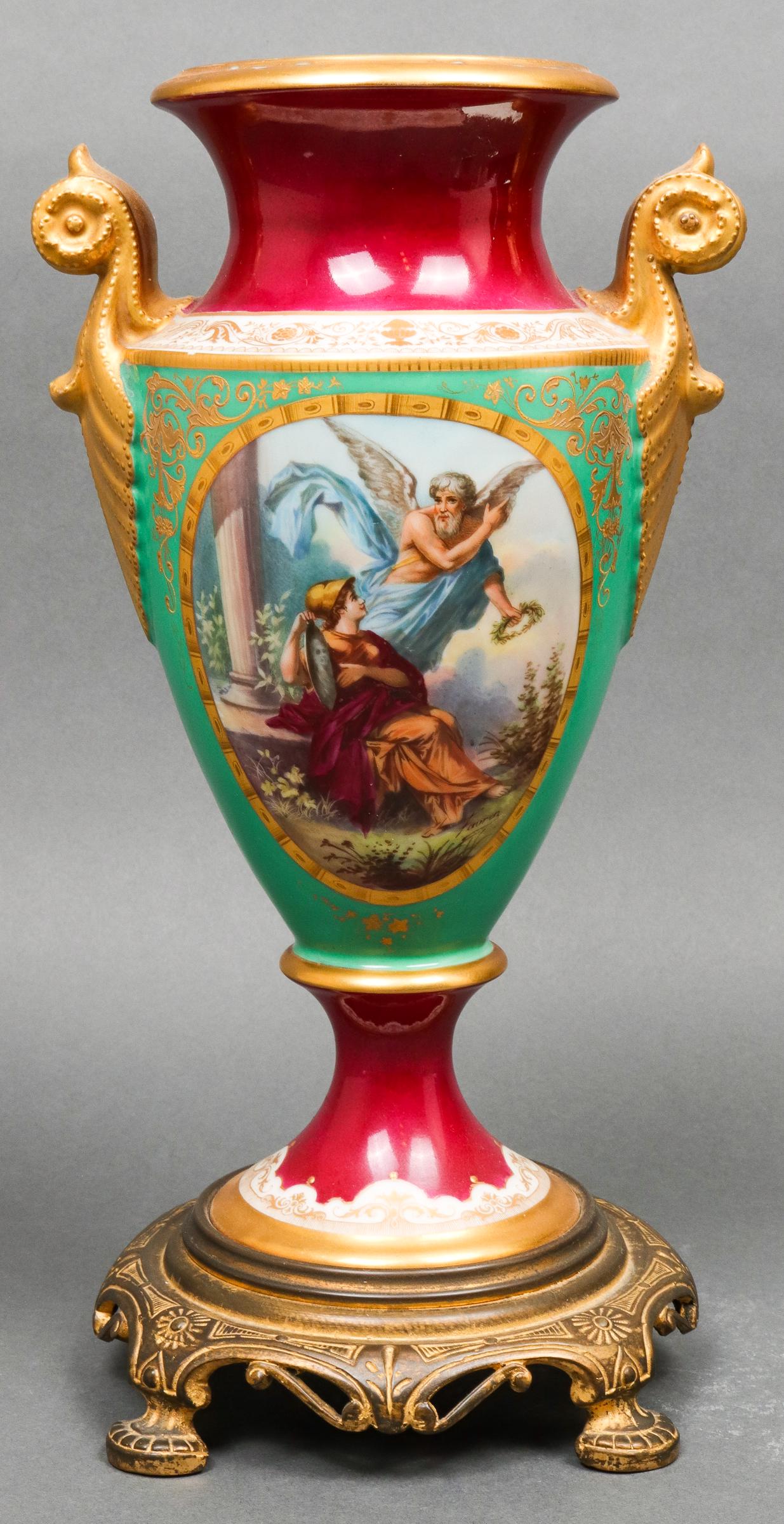 Sevres Attr. Bronze Mounted Painted Porcelain Vase (1 of 11)