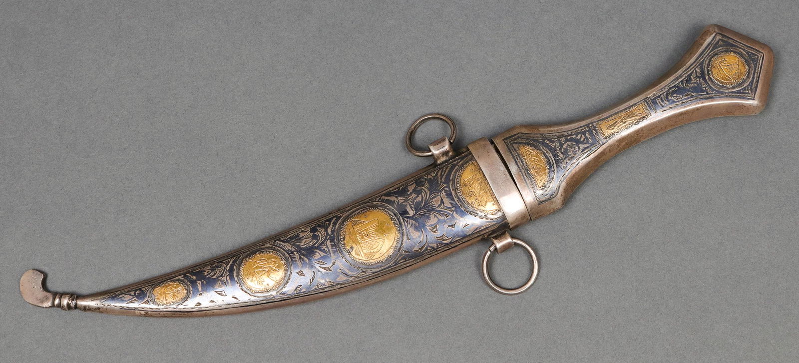 Iraqi Engraved Silver, Gold, & Niello Dagger (1 of 9)