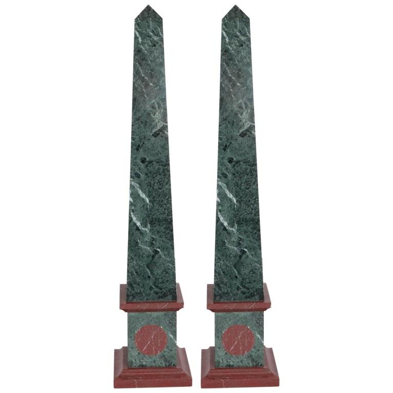 Green & Red Marble Grand Tour Obelisk, Pair (1 of 7)