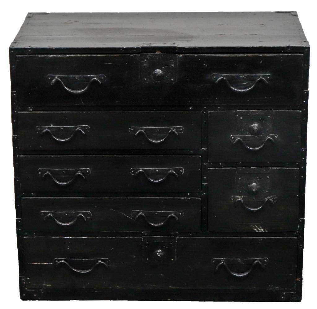 Chinese or Korean Black Storage Chest Of Drawers (1 of 6)