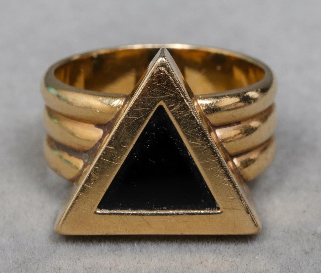 Mid-Century Modern 14K Yellow Gold Onyx Ring (1 of 4)