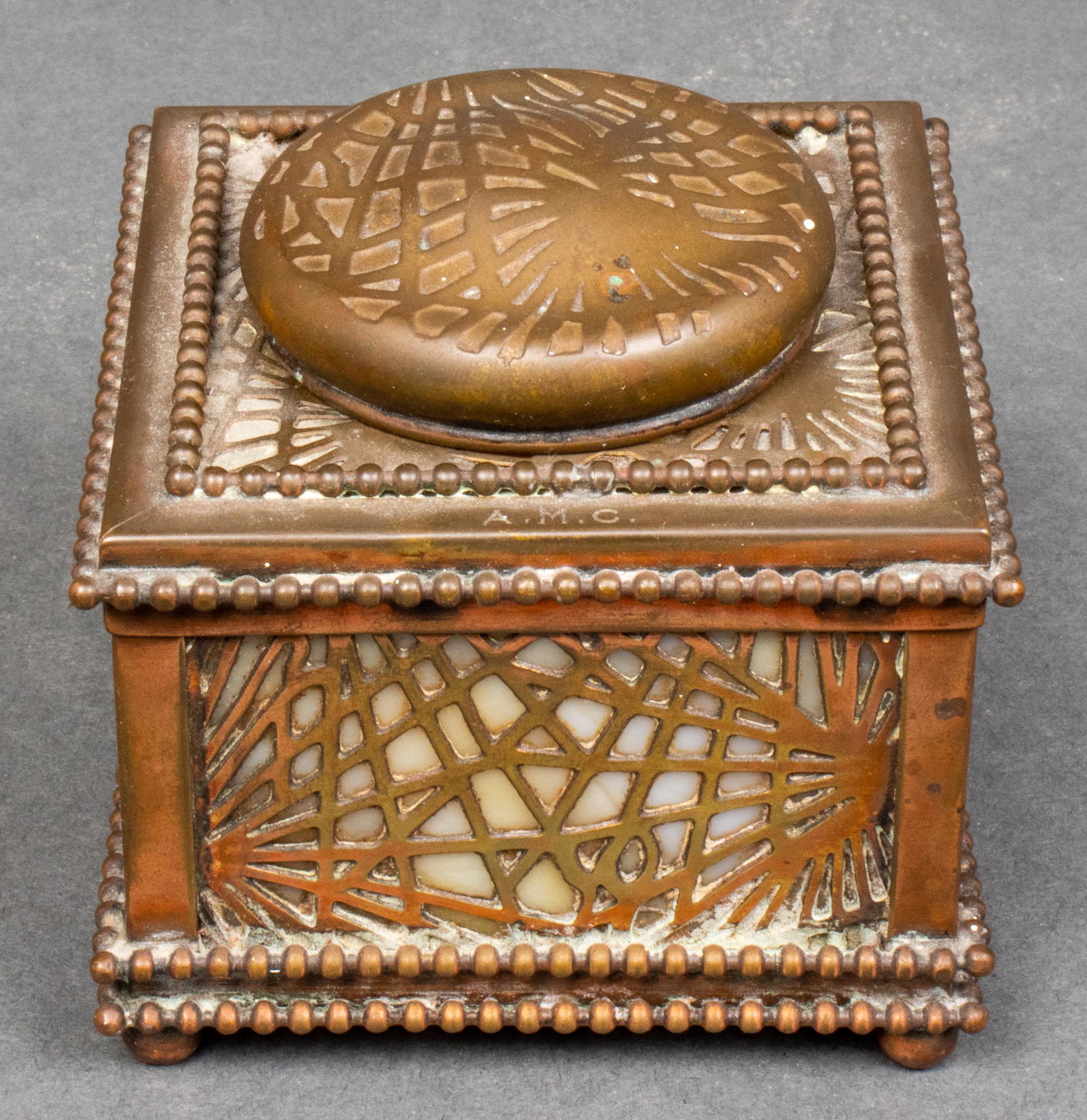Tiffany Studios "Pine Needle" Bronze Inkwell (1 of 8)