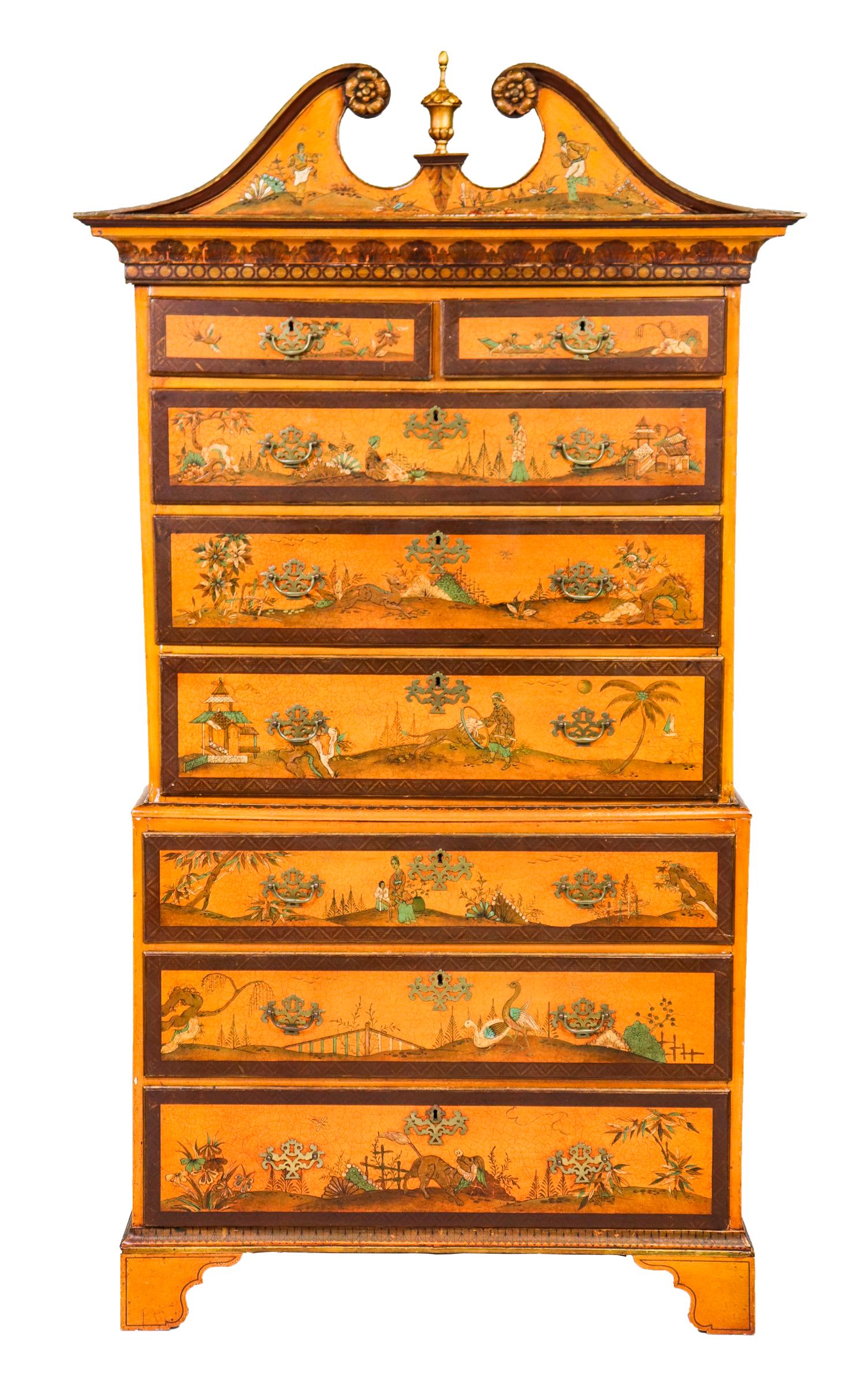 George III Style Chinoiserie Painted Chest , 19 C. (1 of 11)
