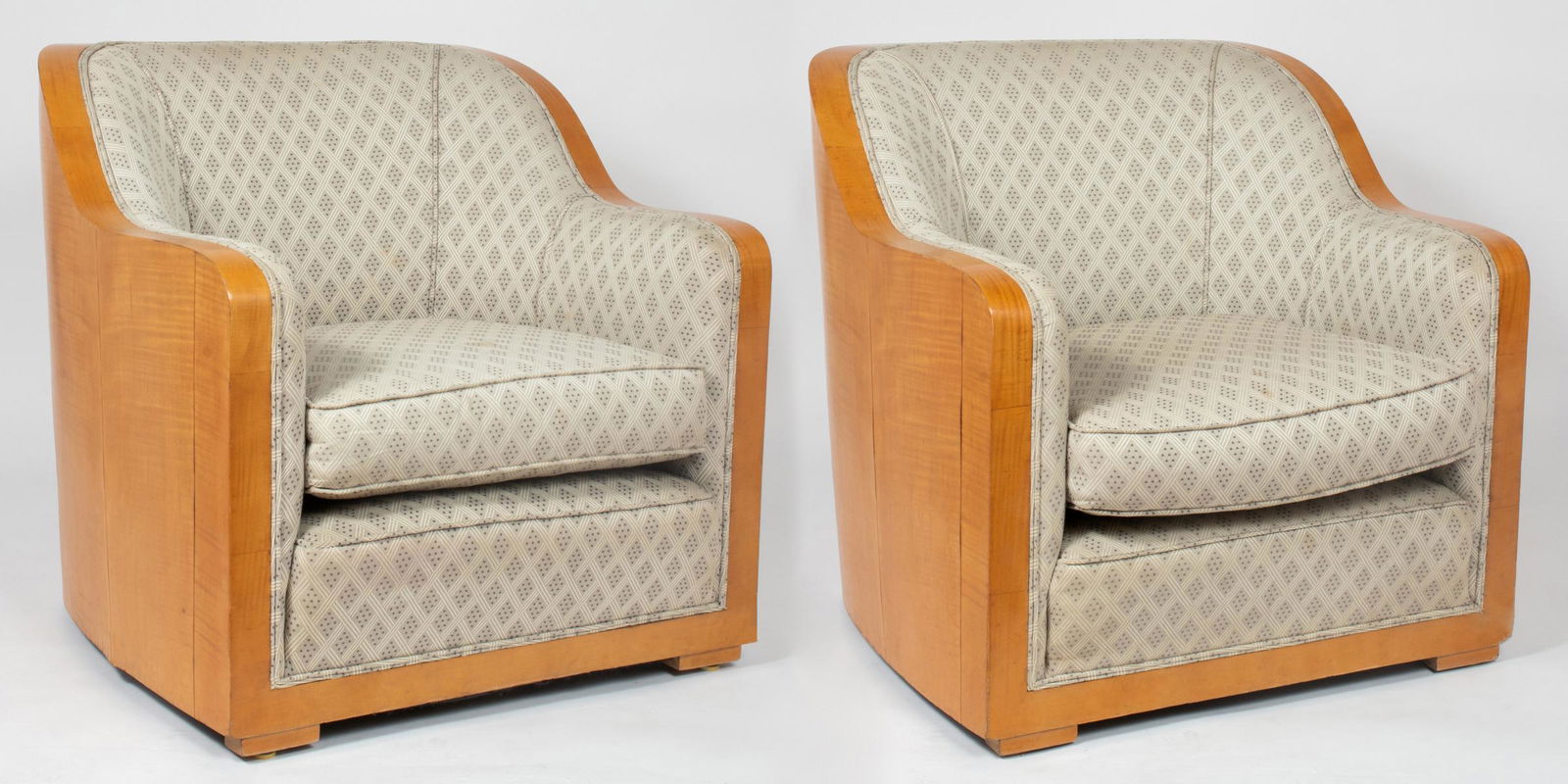 French Art Deco Barrel Back Club Chairs, Pair (1 of 8)
