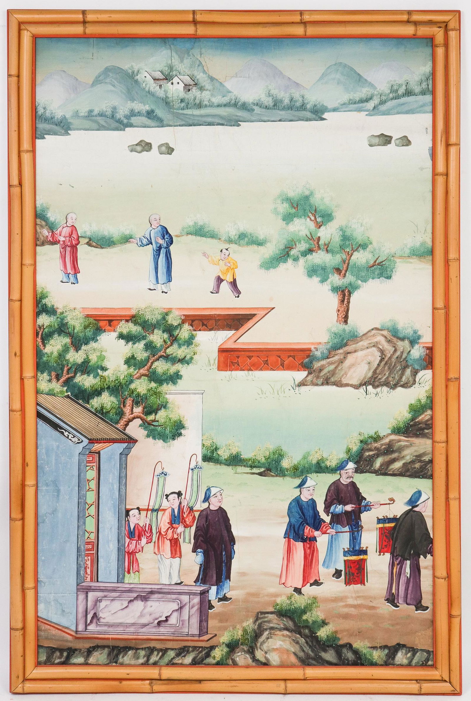 Antique Hand-Painted Chinese Large Wallpaper Panel (1 of 6)